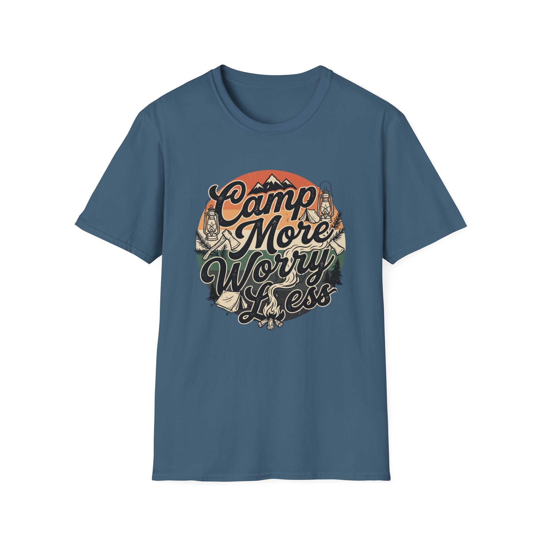 Camp More Worry Less Typography T-shirt